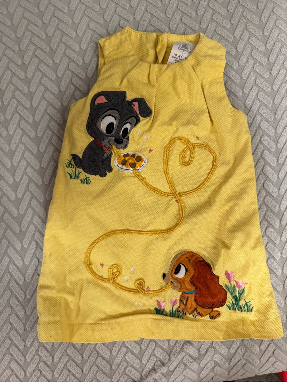 Disney baby vintage lady and the tramp yellow spaghetti dress size 2